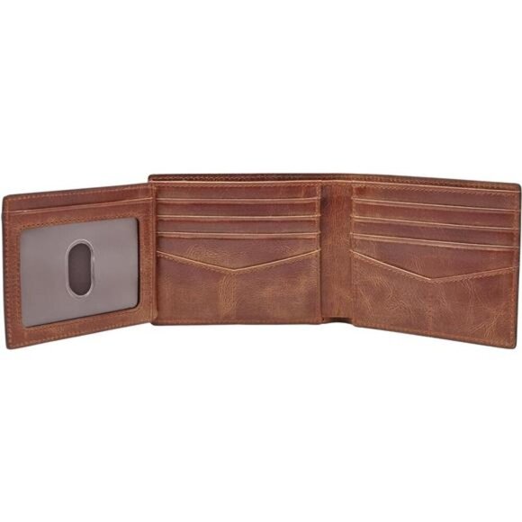 Leather RFID-Blocking Bifold with Flip ID Wallet, Brown, (Model: ML3681200) - Picture 3 of 6